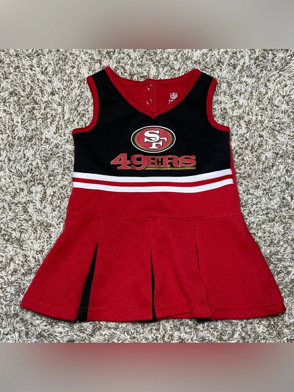SAN FRANCISCO 49ERS Size 18M Toddler Cheerleader Cheer Dress Outfit Red Black